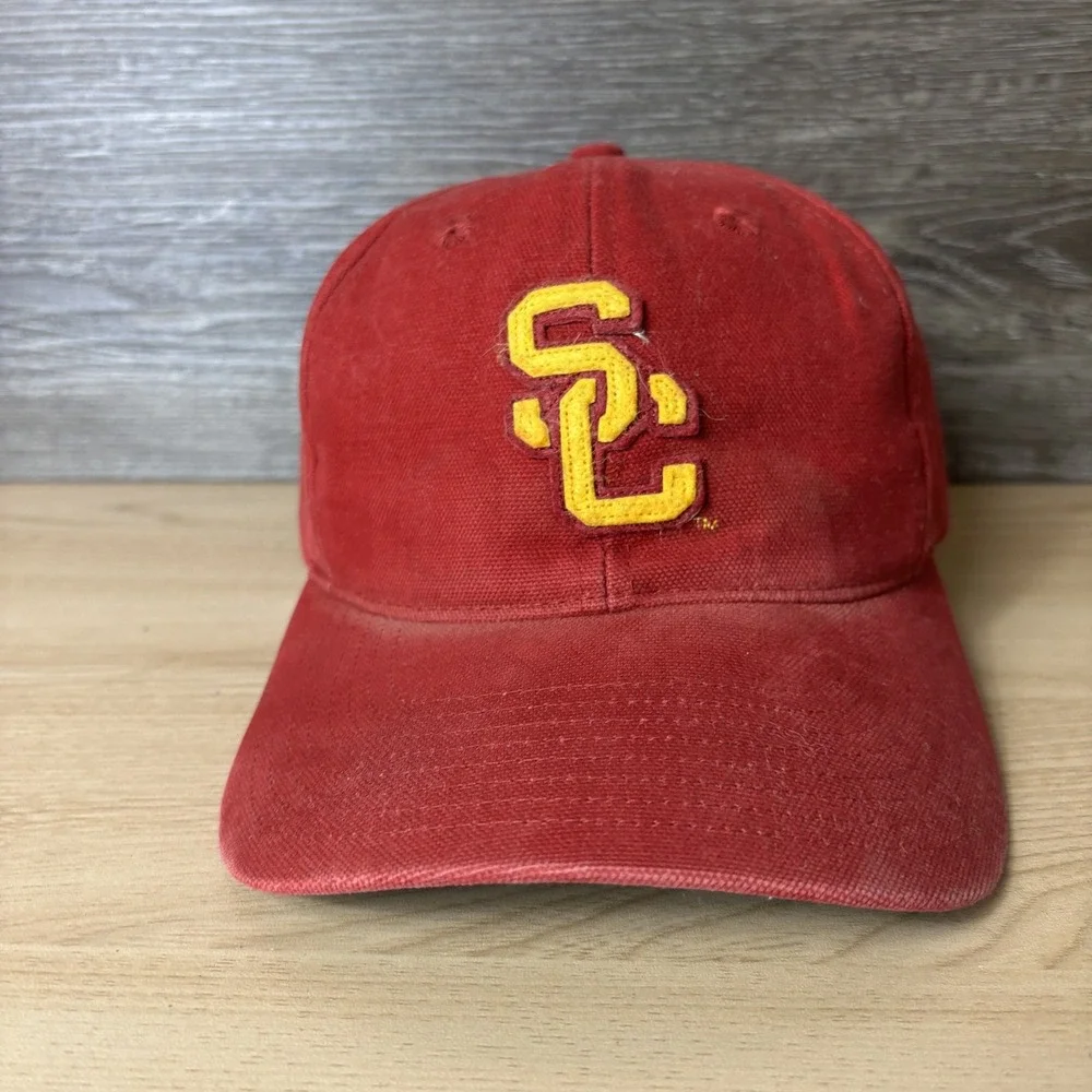 Vintage USC Trojans Hat Cap Strap Back Red Yellow NCAA Football Nike College